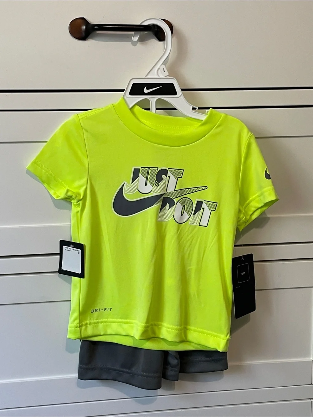 Nike Neon Yellow Kids' Short Sleeve 'Just Do It' Tee and Shorts set